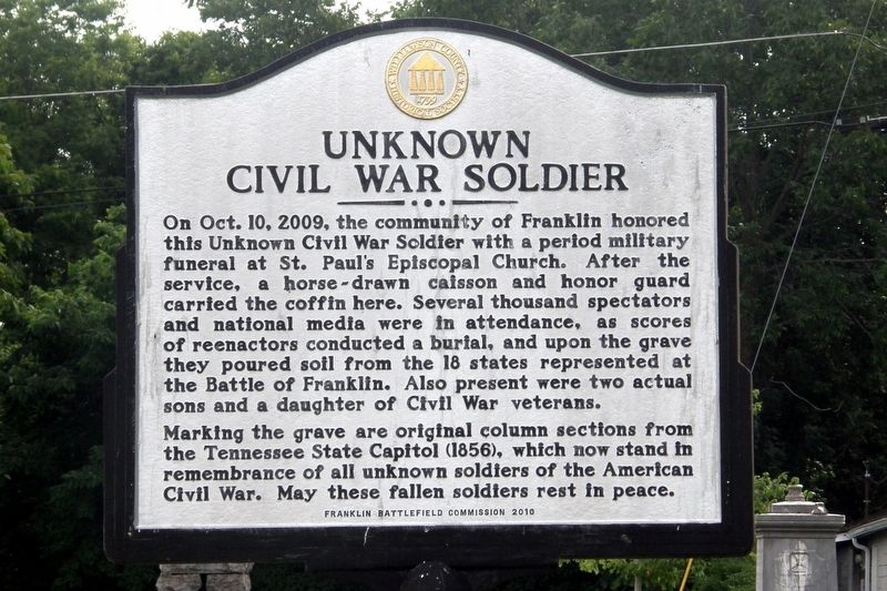 Unknown Civil War Soldier Marker (back) image. Click for full size.