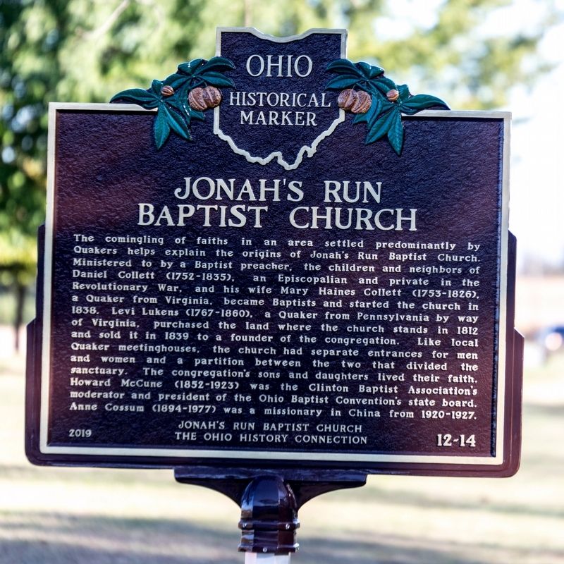 Jonahs Run Baptist Church side of marker image. Click for full size.