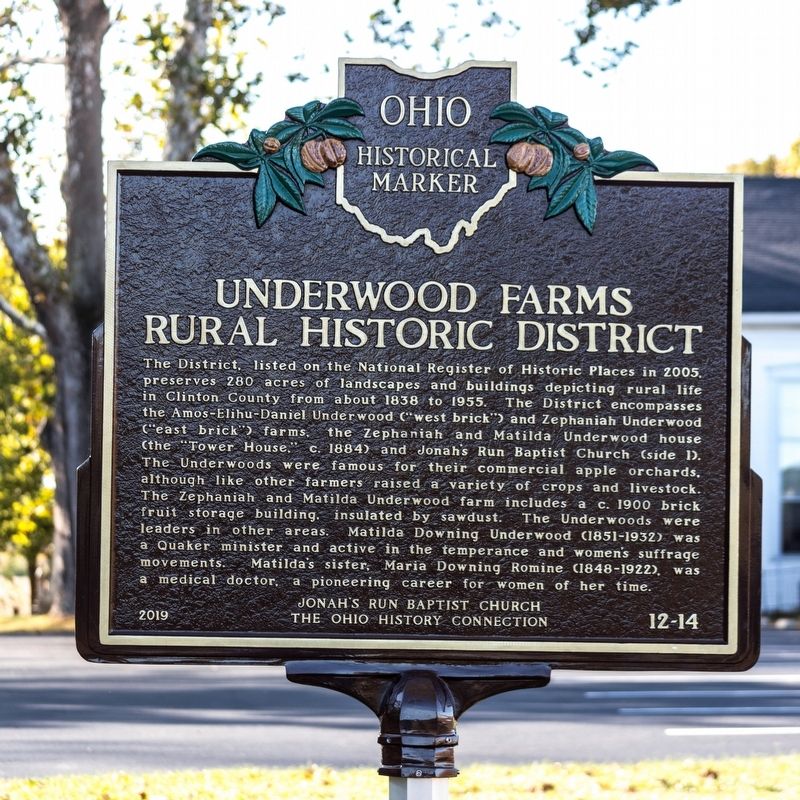 Underwood Farms Rural Historic District side of marker image. Click for full size.