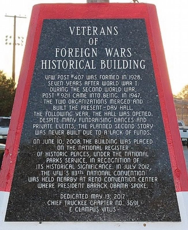 Veterans of Foreign Wars Historical Building Marker image. Click for full size.