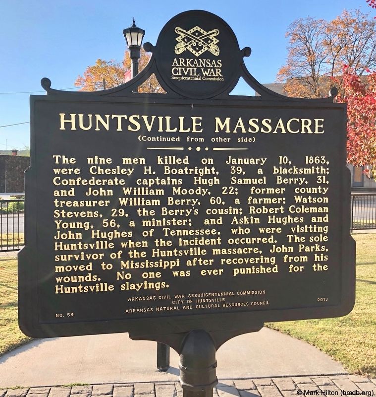 Huntsville Massacre Marker (reverse) image. Click for full size.