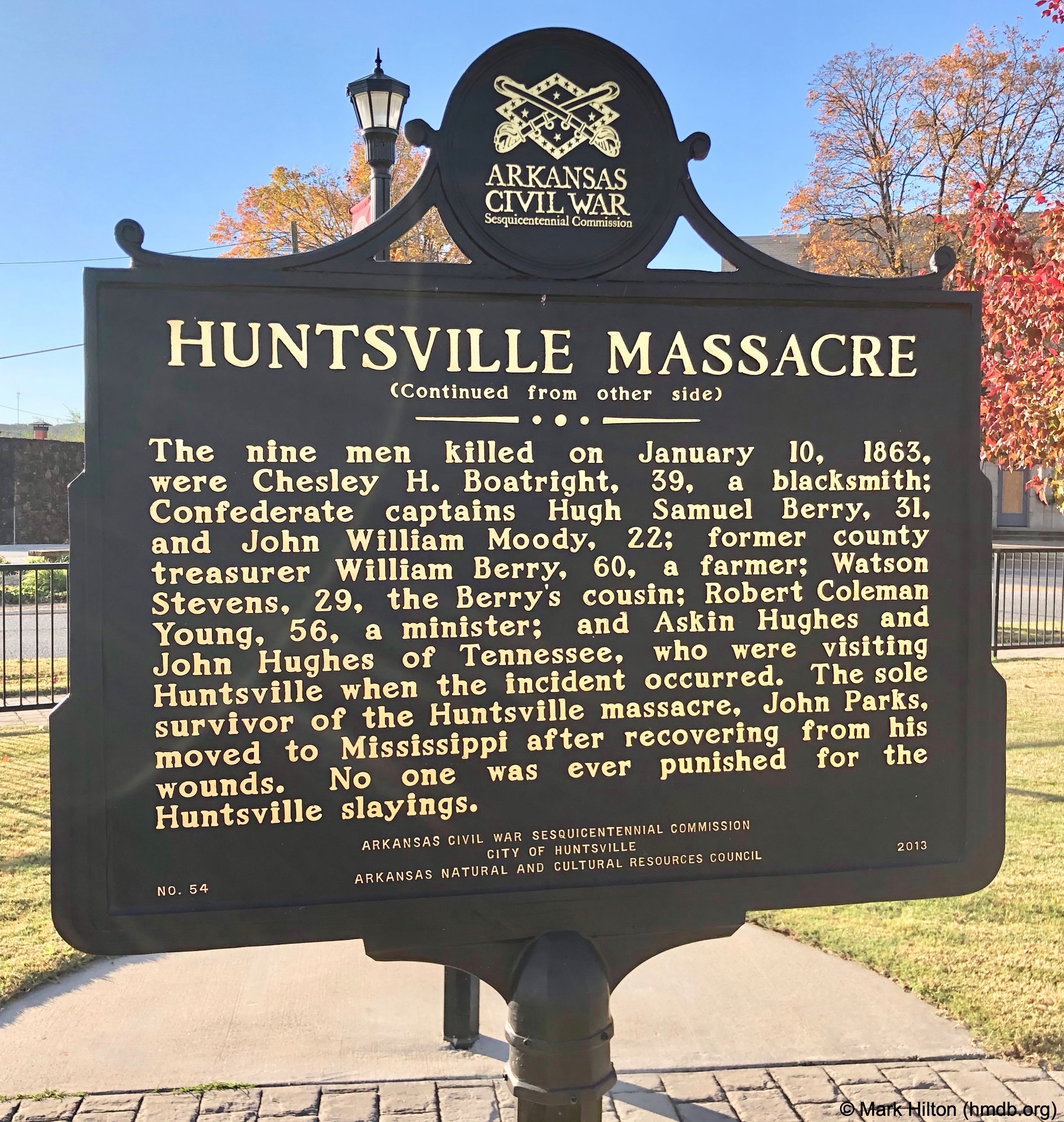 Huntsville Massacre Marker (reverse)