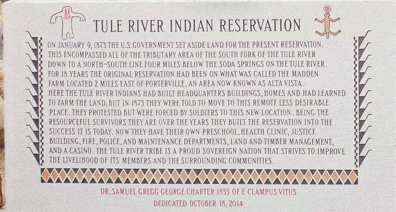 Tule River Indian Reservation Marker image. Click for full size.