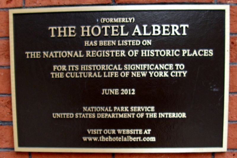 The Hotel Albert Marker image. Click for full size.