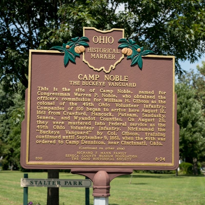 Camp Noble Marker, side one image. Click for full size.