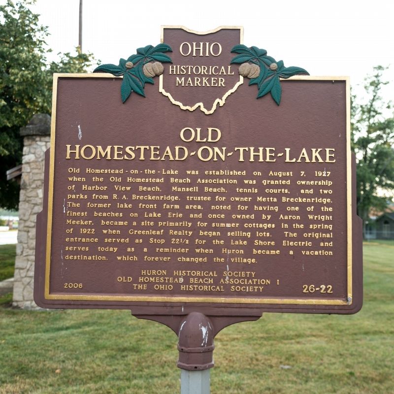 Old Homestead-on-the-Lake side of marker image. Click for full size.