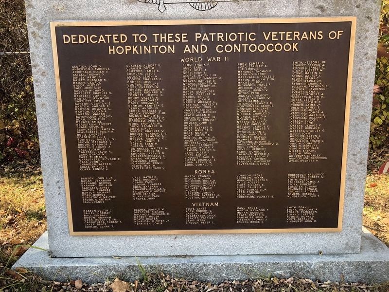 Hopkinton and Contoocook Veterans Monument image. Click for full size.