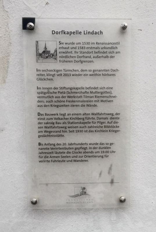 Dorfkappelle Lindach / Lindach Village Chapel Marker. Click for full size. Dorfkappelle Lindach / Lindach Village Chapel Marker image. Click for full size.