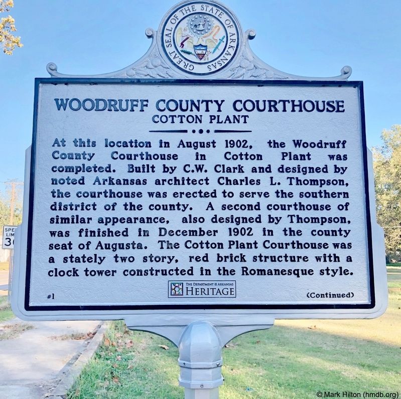 Woodruff County Courthouse Marker image. Click for full size.