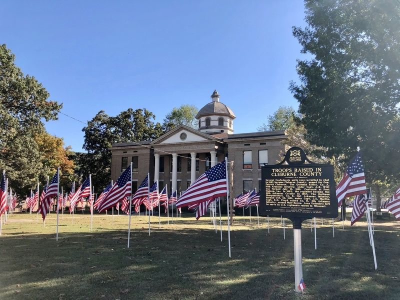 View of marker looking towards the Cleburne County Courthouse. image. Click for full size.