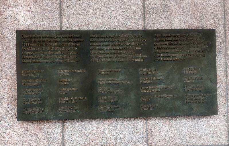 St�dtische B�hnen / Municipal Theatre Company - Memorial for Victims of the Nazis Marker image. Click for full size.