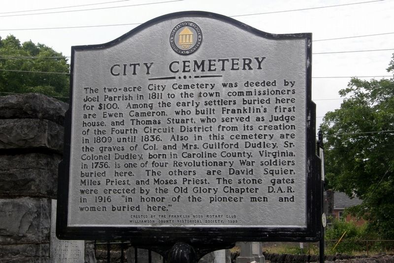 City Cemetery Marker image. Click for full size.