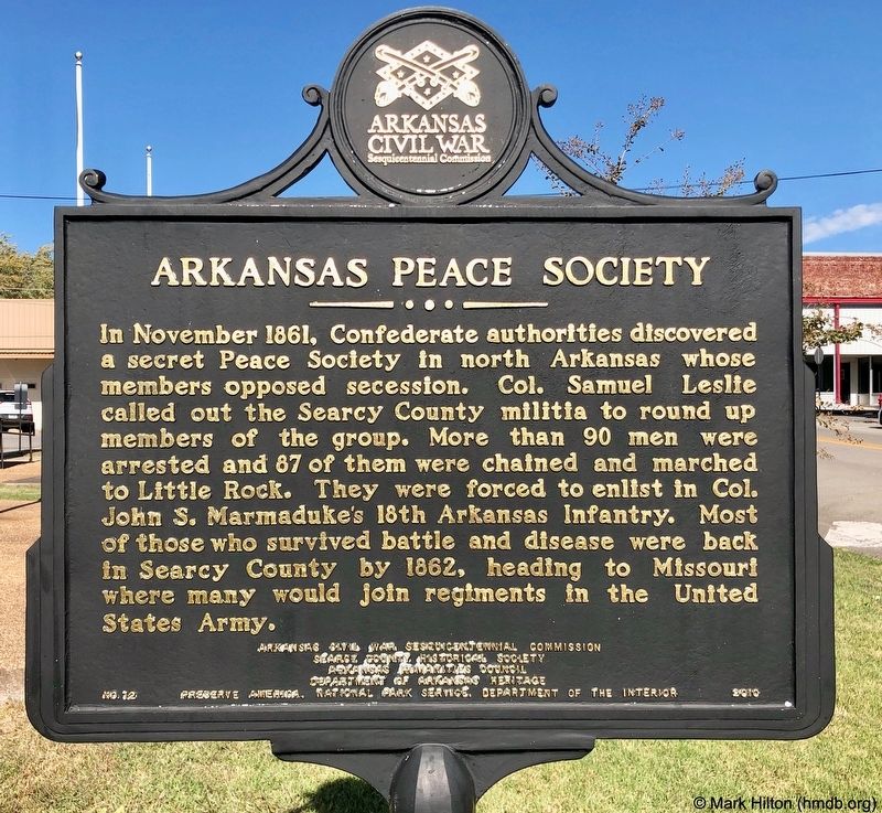 Arkansas Peace Society Marker image. Click for full size.