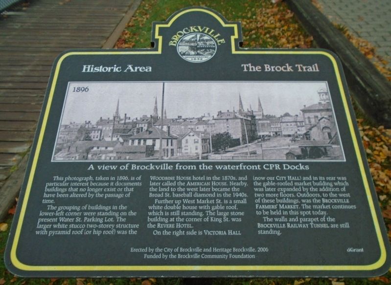 A view of Brockville from the waterfront CPR Docks Marker image. Click for full size.