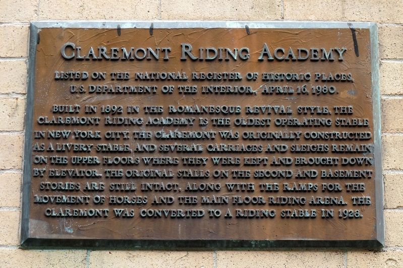 Claremont Riding Academy Marker. Click for full size. Claremont Riding Academy Marker image. Click for full size.