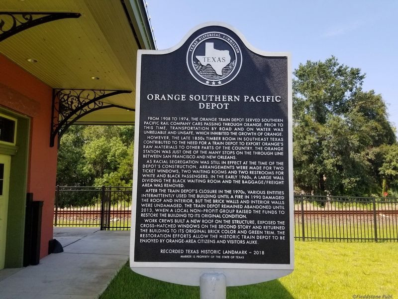 Orange Southern Pacific Depot Marker. Click for full size. Orange Southern Pacific Depot Marker image. Click for full size.