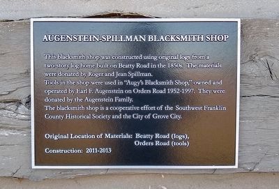 Augenstein-Spillman Blacksmith Shop Marker image. Click for full size.