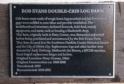 Bob Evans Double-Crib Log Barn Marker image. Click for full size.