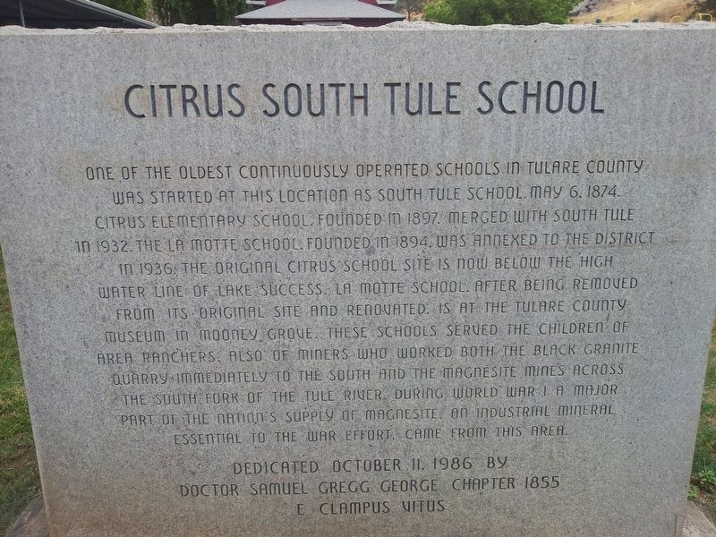 Citrus South Tule School Marker image. Click for full size.