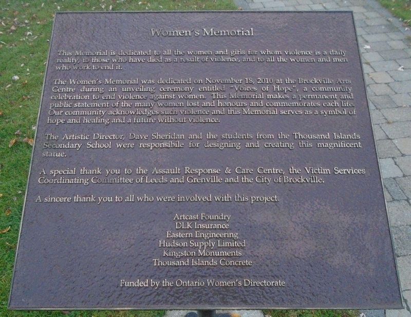 Women's Memorial Marker. Click for full size. Women's Memorial Marker image. Click for full size.