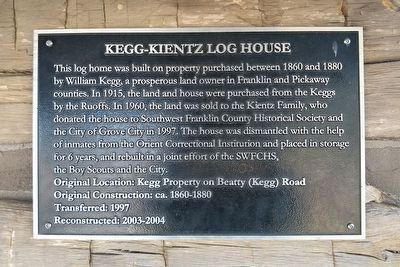 Kegg-Kientz Log House Marker image. Click for full size.