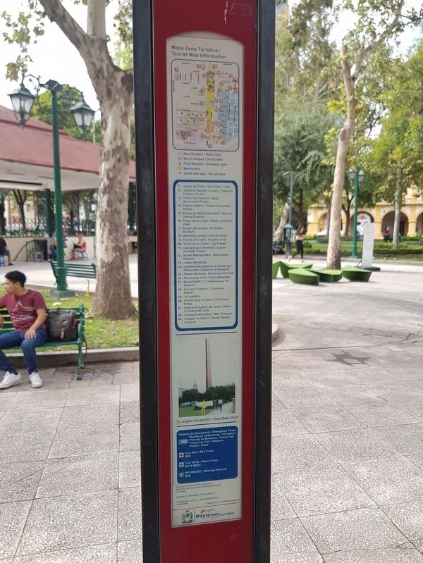 Commerce Beacon Marker - The third side includes a map of important sites in Monterrey image. Click for full size.