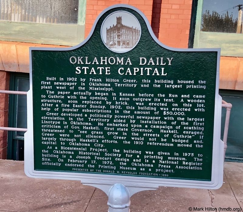 Oklahoma Daily State Capital Marker image. Click for full size.