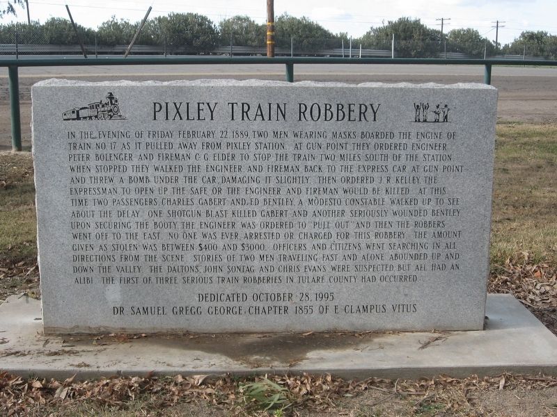 Pixley Train Robbery Marker image. Click for full size.