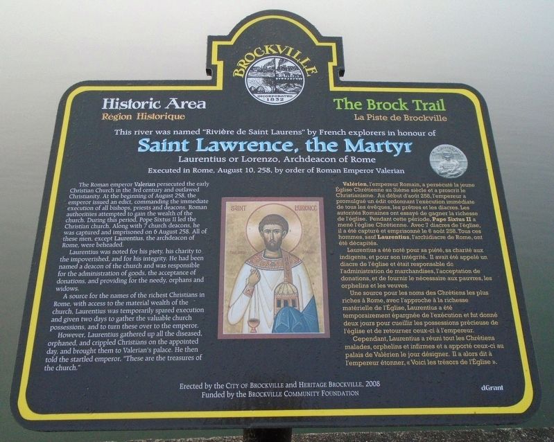 Saint Lawrence, the Martyr Marker. Click for full size. Saint Lawrence, the Martyr Marker image. Click for full size.