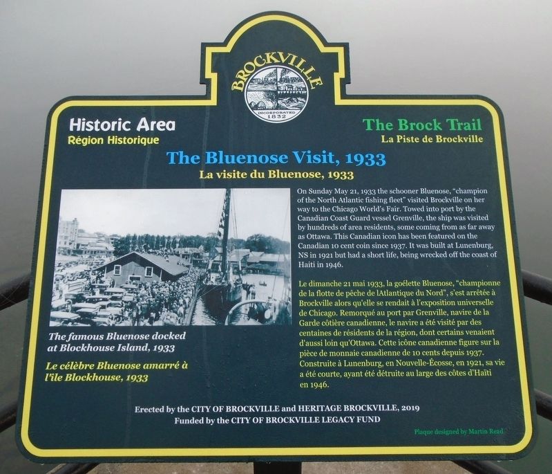 The Bluenose Visit, 1933 / La visite du Bluenose, 1933 Marker image. Click for full size.