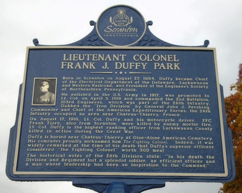 Lieutenant Colonel Frank J. Duffy Park Marker image. Click for full size.
