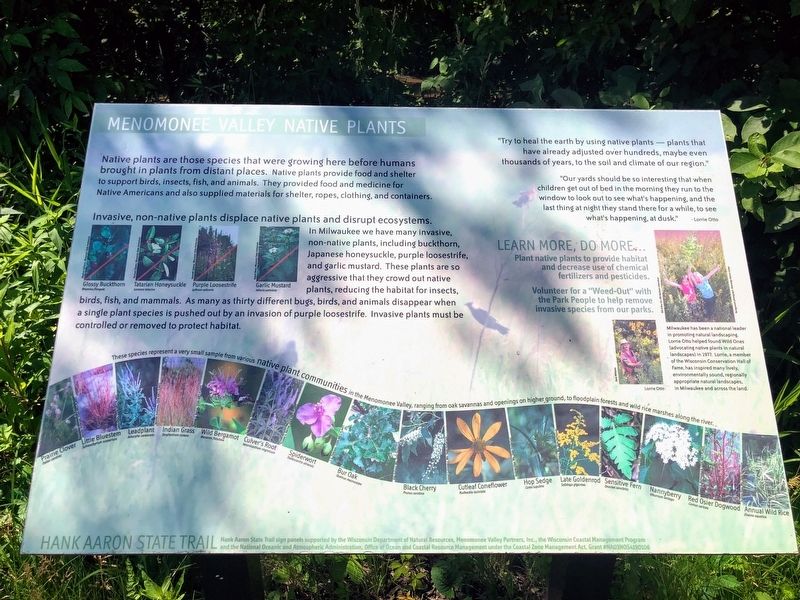 Menomonee Valley Native Plants Marker image. Click for full size.