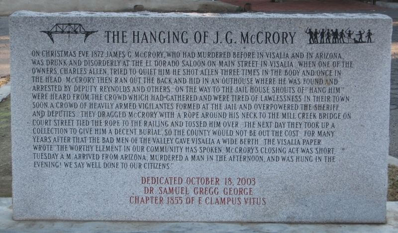 The Hanging of J.G. McCrory Marker. Click for full size. The Hanging of J.G. McCrory Marker image. Click for full size.