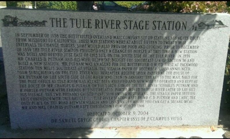 The Tule River Stage Station Marker image. Click for full size.