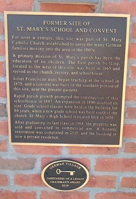 Former Site of St. Mary's School and Convent Marker. Click for full size. Former Site of St. Mary's School and Convent Marker image. Click for full size.