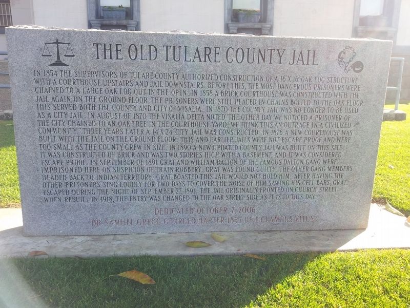 The Old Tulare County Jail Marker image. Click for full size.