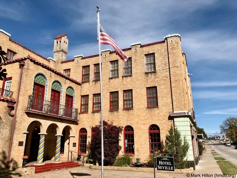 Hotel Seville, across street, mentioned on marker. image. Click for full size.