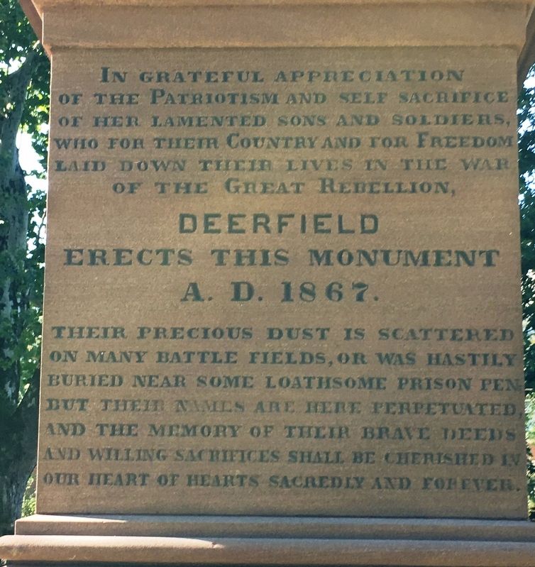 Deerfield Civil War Monument. Click for full size. Deerfield Civil War Monument image. Click for full size.