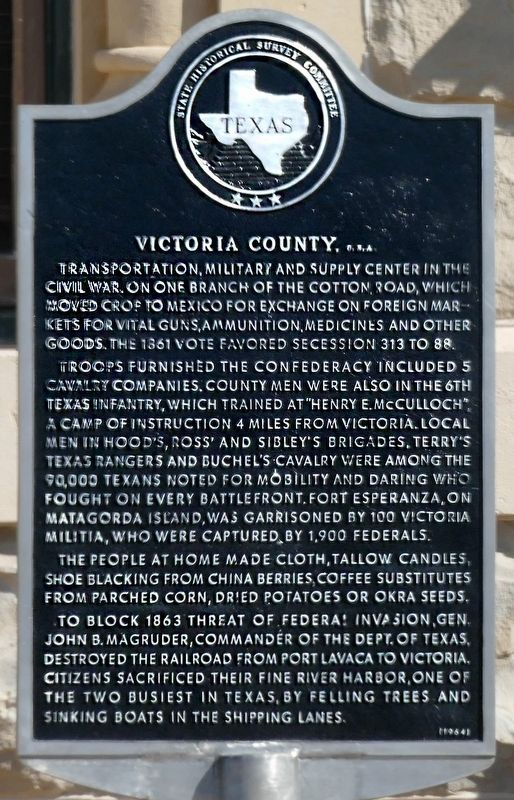 Victoria County, C.S.A. Marker image. Click for full size.