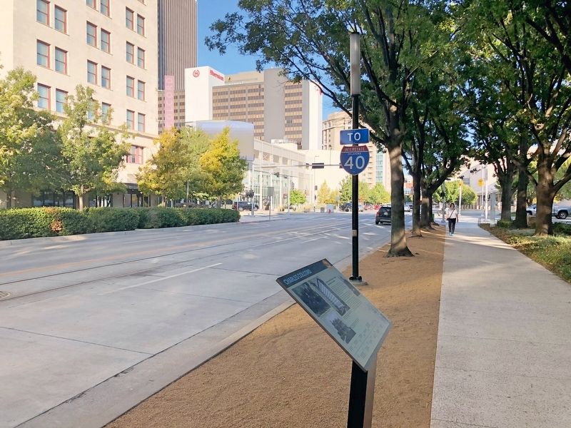 Charles Colcord Marker looking east on West Sheridan Avenue. image. Click for full size.
