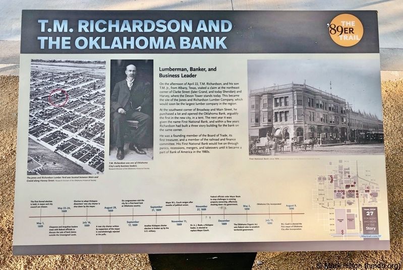 T.M. Richardson and the Oklahoma Bank Marker. Click for full size. T.M. Richardson and the Oklahoma Bank Marker image. Click for full size.