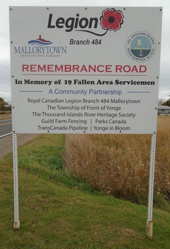 The “Remembrance Road” Memorial Sign image. Click for full size.