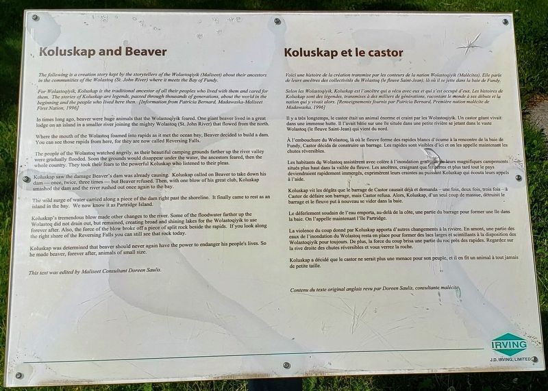 Koluskap and Beaver / Koluskap et le castor Marker image. Click for full size.