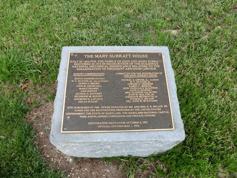 The Mary Surratt House Marker image. Click for full size.