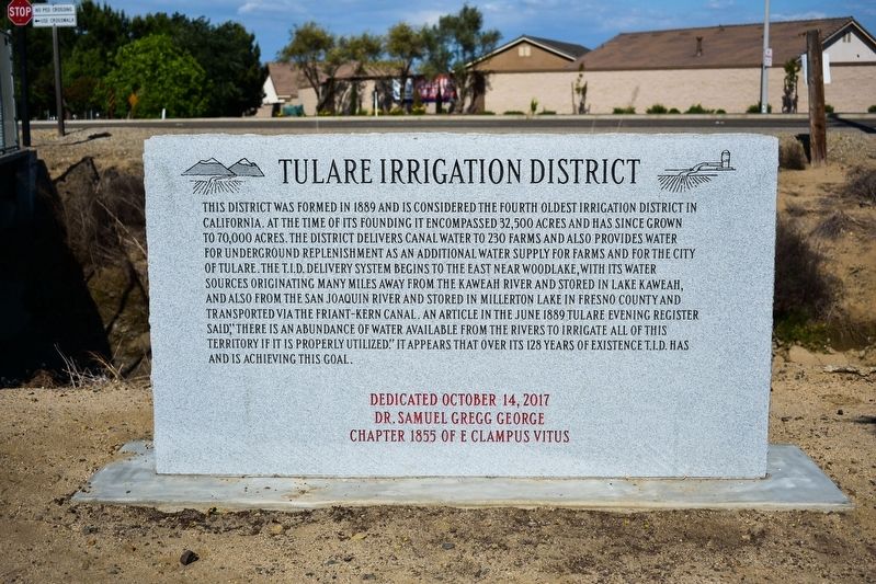 Tulare Irrigation District Marker. Click for full size. Tulare Irrigation District Marker image. Click for full size.