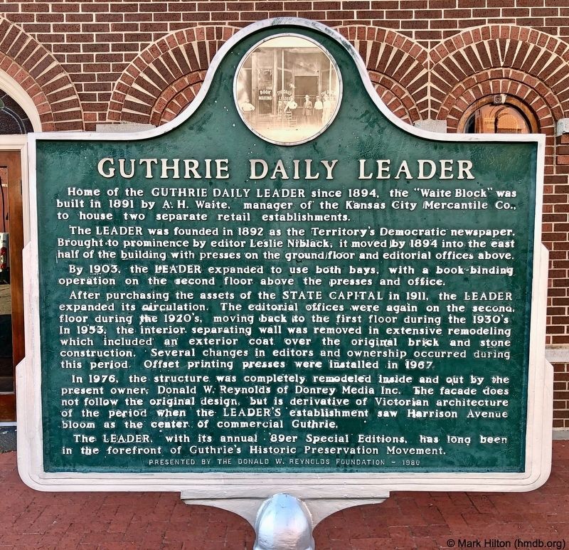 Guthrie Daily Leader Marker image. Click for full size.