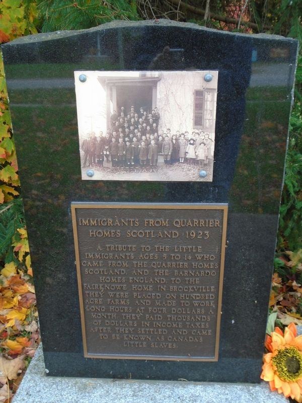 Immigrants From Quarrier Homes Scotland Marker. Click for full size. Immigrants From Quarrier Homes Scotland Marker image. Click for full size.