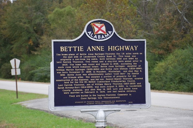 Bettie Anne Highway Marker image. Click for full size.