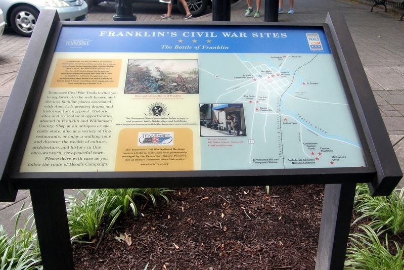 Franklin’s Civil War Sites Marker. Click for full size. Franklin’s Civil War Sites Marker image. Click for full size.