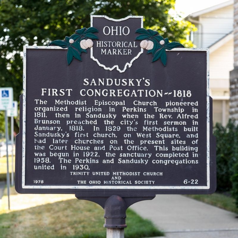 Sanduskys First Congregation — 1818 Marker image. Click for full size.